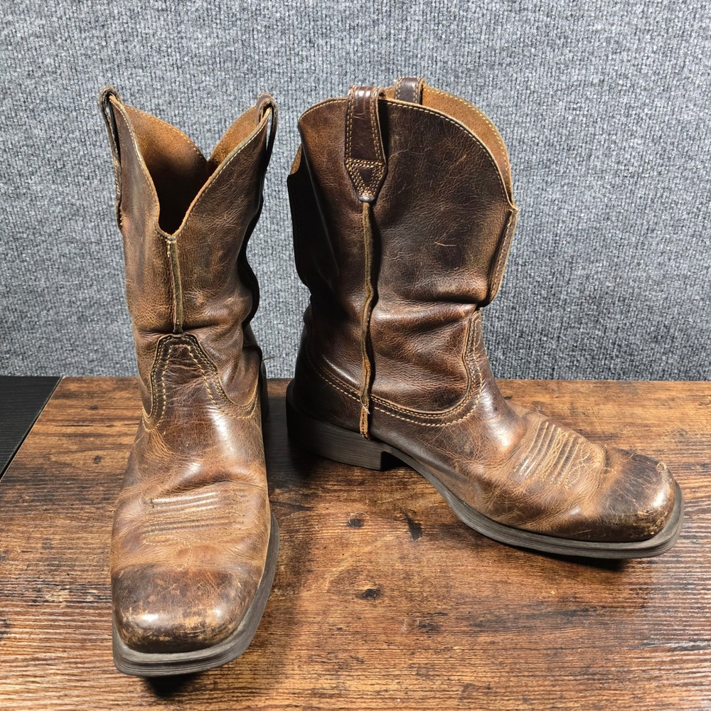 Ariat Rambler Mens Brown Leather Western Cowboy Boots Square Toe 12 EE Wide